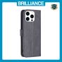 Brilliance LUX iPhone 16 Pro Flip PU Leather Retro Business linear Wallet with Card Pockets Case Black