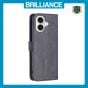 Brilliance LUX iPhone 16 Plus Flip PU Leather Retro Business linear Wallet with Card Pockets Case Black