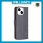 Brilliance LUX iPhone 15 Flip PU Leather Retro Business linear Wallet with Card Pockets Case Black