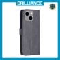 Brilliance LUX iPhone 15 Plus Flip PU Leather Retro Business linear Wallet with Card Pockets Case Black