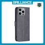 Brilliance LUX iPhone 15 Pro Max Flip PU Leather Retro Business linear Wallet with Card Pockets Case Black