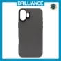 Brilliance LUX iPhone 16 Luxury Vegan Soft Premium PU Leather with Metal Camera Case Grey