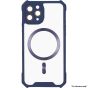Brilliance LUX for Iphone 12 Cow horn shell with CD lens film (electroplated button+dual color glass film) Case Blue