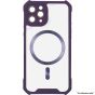 Brilliance LUX for Iphone 12 Pro Max Cow horn shell with CD lens film (electroplated button+dual color glass film) Case Purple
