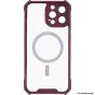 Brilliance LUX for Iphone 14 Pro Max Cow horn shell with CD lens film (electroplated button+dual color glass film) Case Red