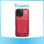 TRUSMI iPhone 15 Plus Magnetic Cowhide Leather Case with Card Slot Wallet Red