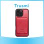 TRUSMI iPhone 14 Pro Magnetic Cowhide Leather Case with Card Slot Wallet Red