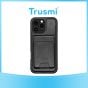 TRUSMI iPhone 16 Pro Max Magnetic Cowhide Leather Case with Card Slot Wallet Black