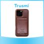 TRUSMI iPhone 14 Pro Magnetic Cowhide Leather Case with Card Slot Wallet Dark Brown