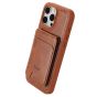 TRUSMI iPhone 16 Pro Max Magnetic Cowhide Leather Case with Card Slot Wallet Light Brown