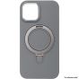 Brilliance LUX For iPhone 14 Pro Max Real liquid Silicona Case with Metal Magnetic Holder Gray