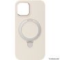 Brilliance LUX For iPhone 13 Pro Real liquid Silicona Case with Metal Magnetic Holder White