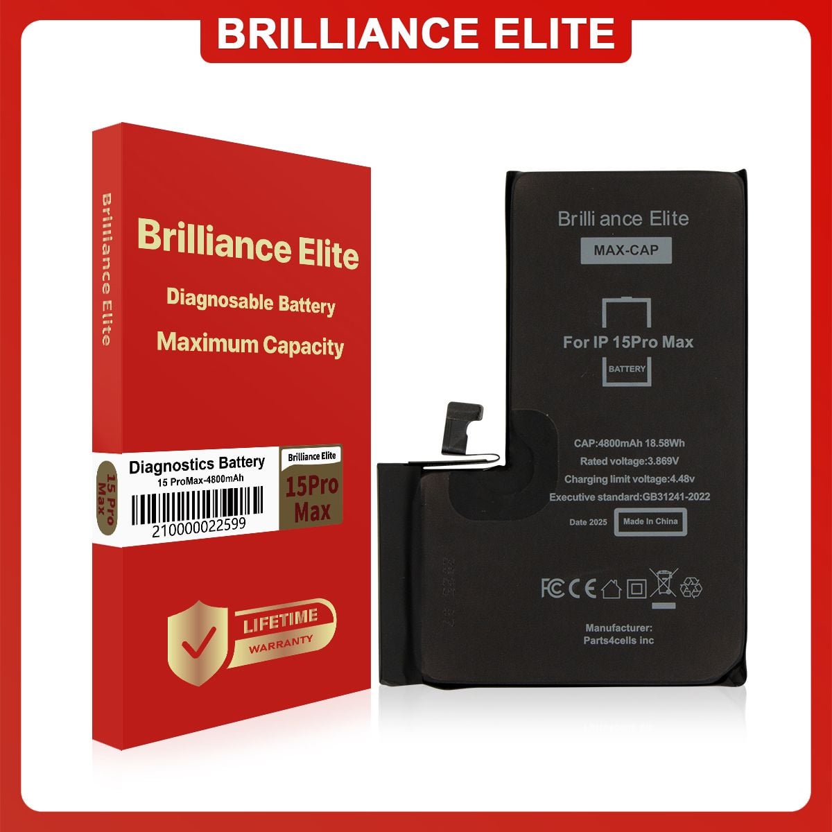 Brilliance Elite iPhone 15 Pro Max Diagnosable Battery (4800mAh)