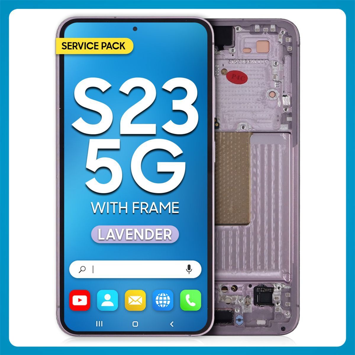 Samsung S23 5G LCD with Touch + Frame After Market Soft OLED Lavender (ORIGINAL SIZE) (120 HZ)