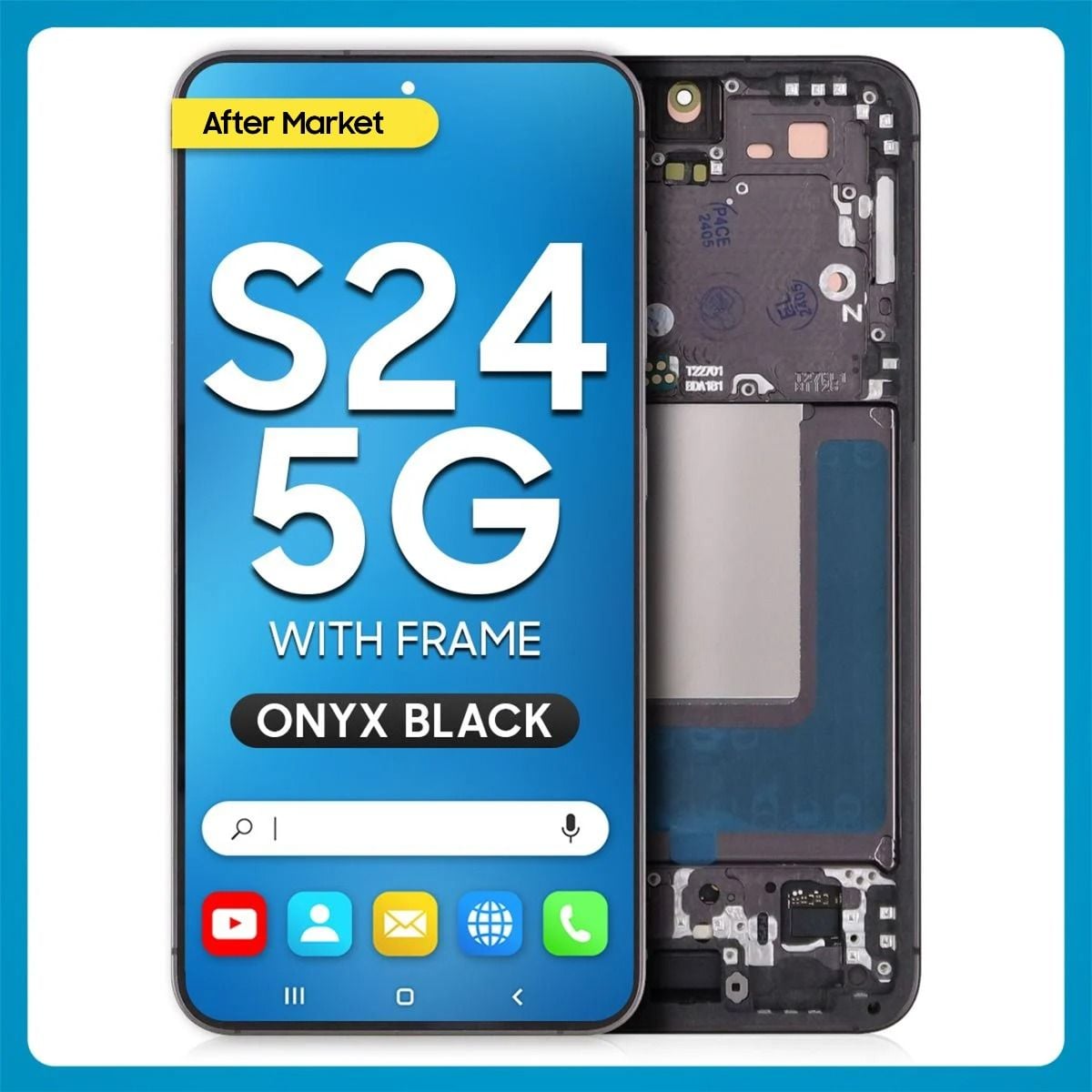 Samsung S24 LCD with Touch + Frame After Market Soft OLED Black (ORIGINAL SIZE) (120 HZ)