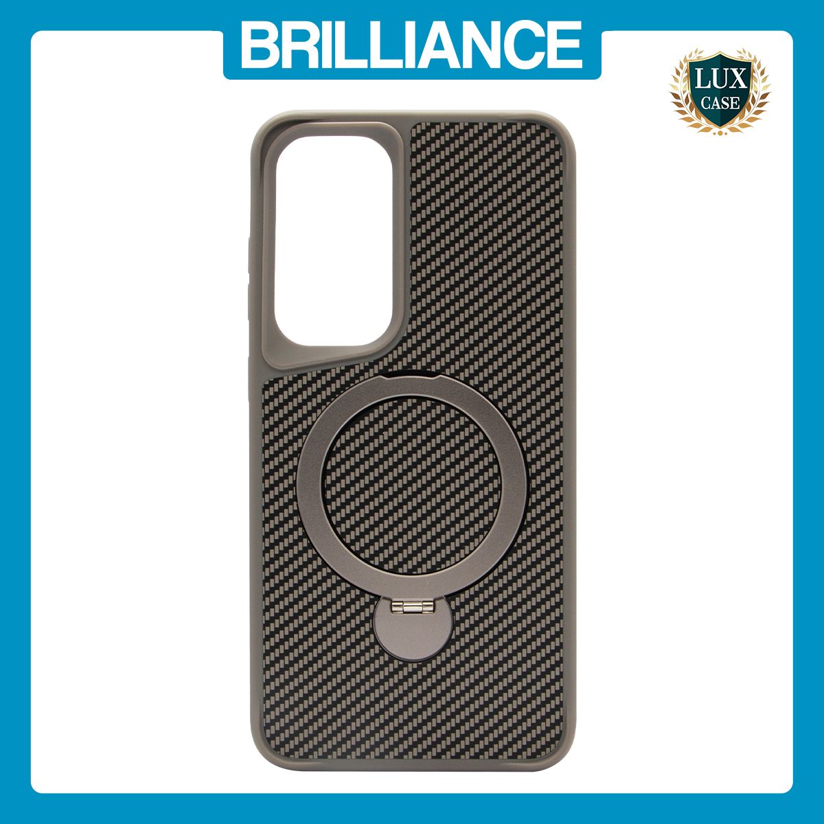 Brilliance LUX iPhone S24 plus 360Â° Rotating Magnetic Metal Bracket Carbon Fiber Pattern Matte PC+TPU Phone case Grey