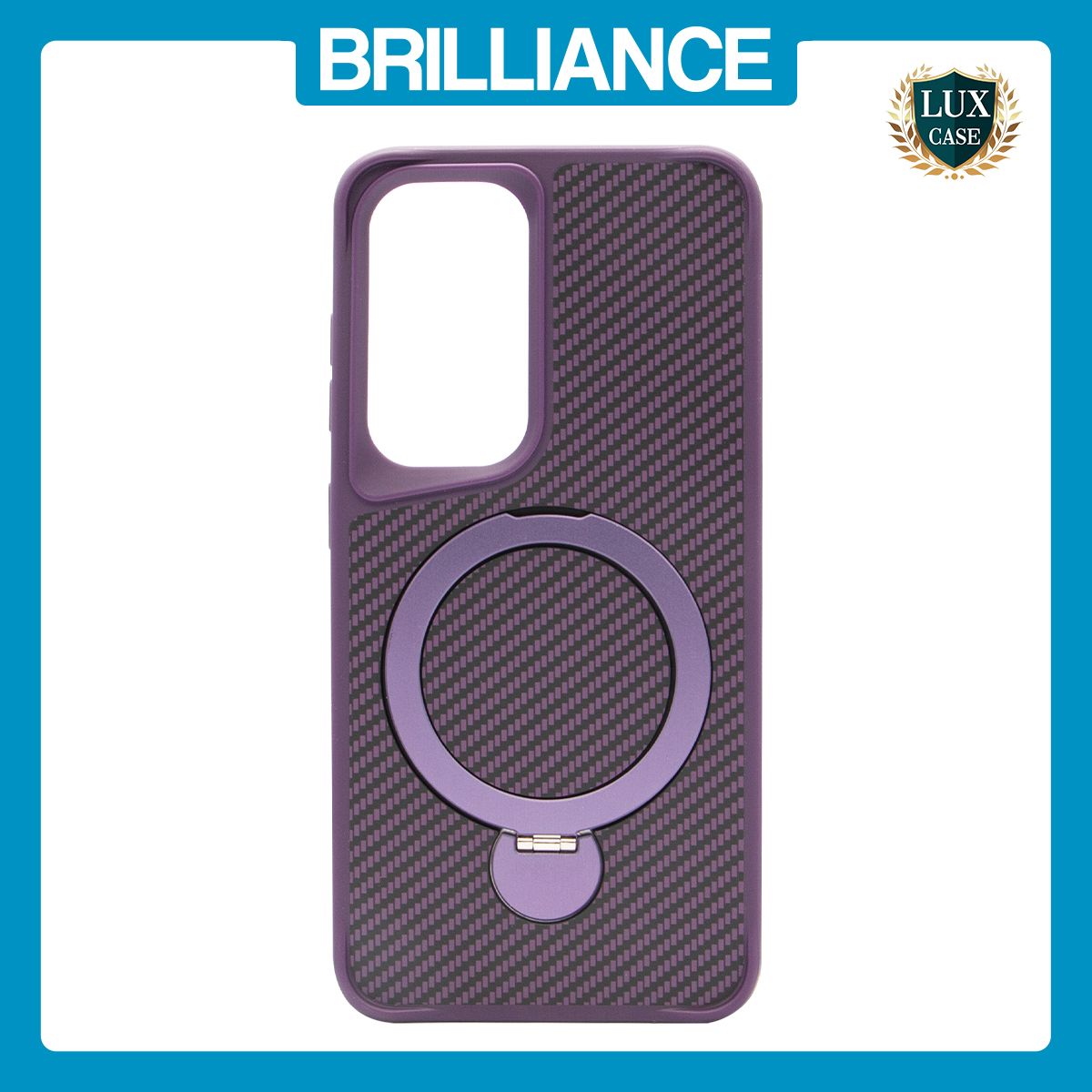 Brilliance LUX iPhone S24 360° Rotating Magnetic Metal Bracket Carbon Fiber Pattern Matte PC+TPU Phone case Purple