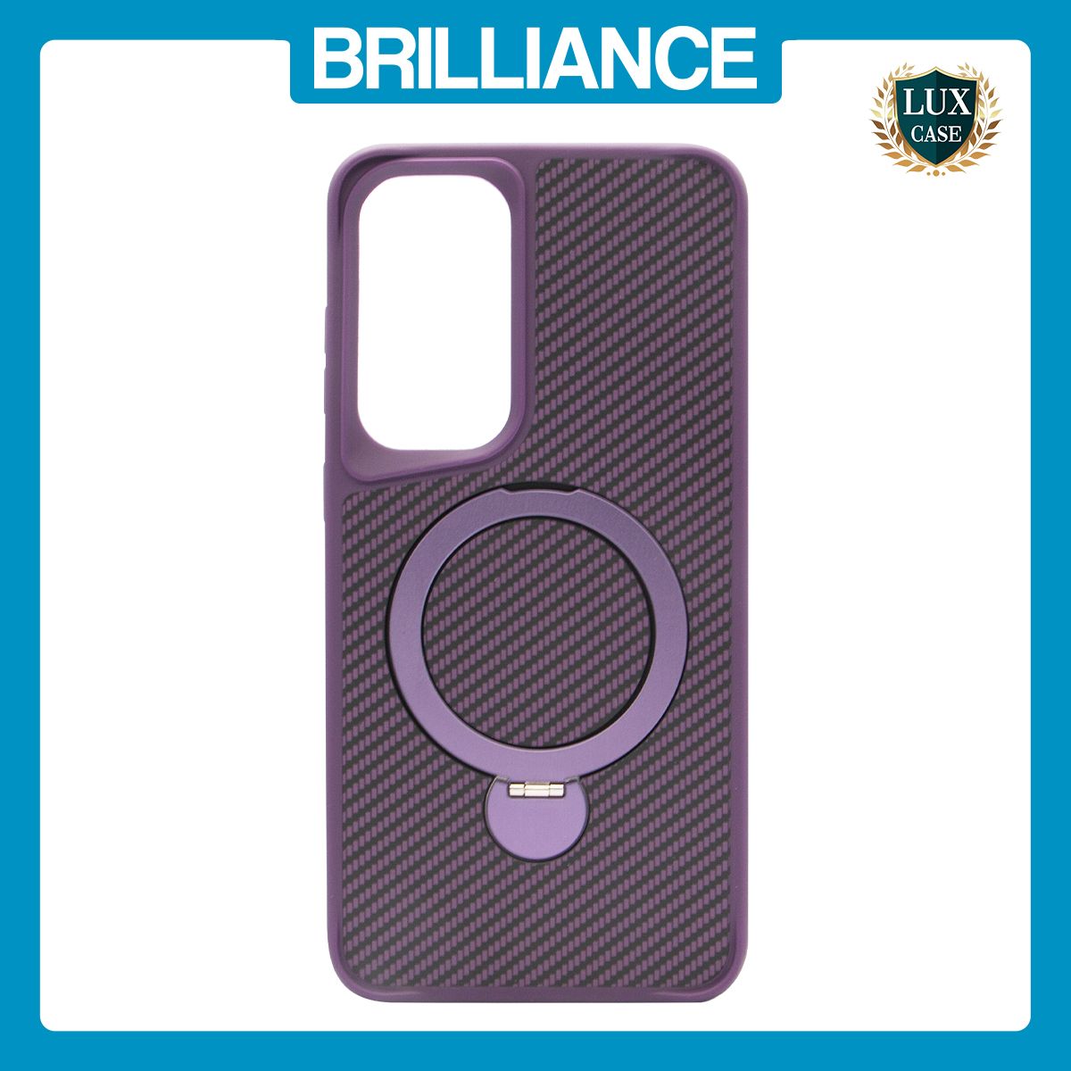 Brilliance LUX iPhone S25 plus 360° Rotating Magnetic Metal Bracket Carbon Fiber Pattern Matte PC+TPU Phone case Purple