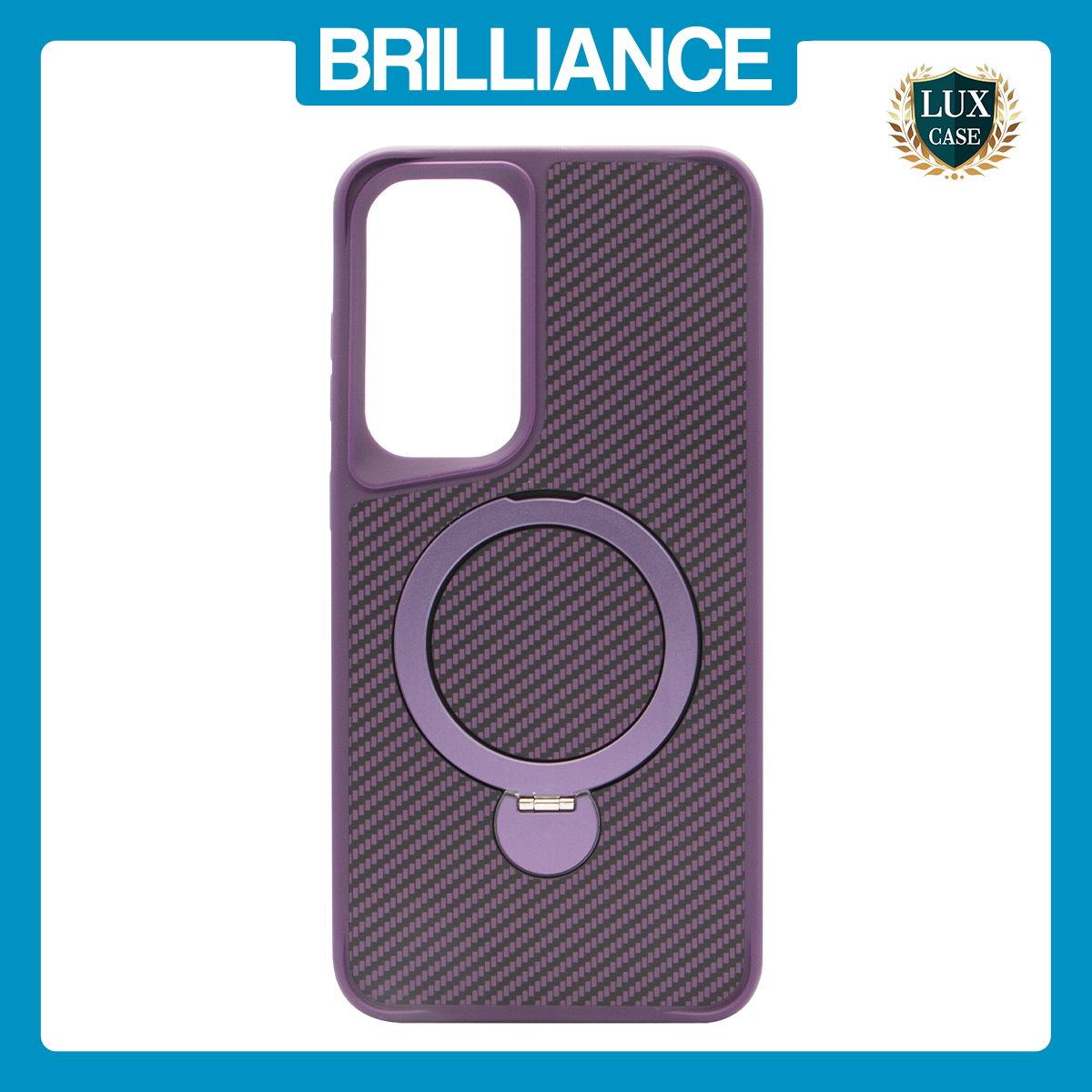 Brilliance LUX iPhone S24 plus 360° Rotating Magnetic Metal Bracket Carbon Fiber Pattern Matte PC+TPU Phone case Purple