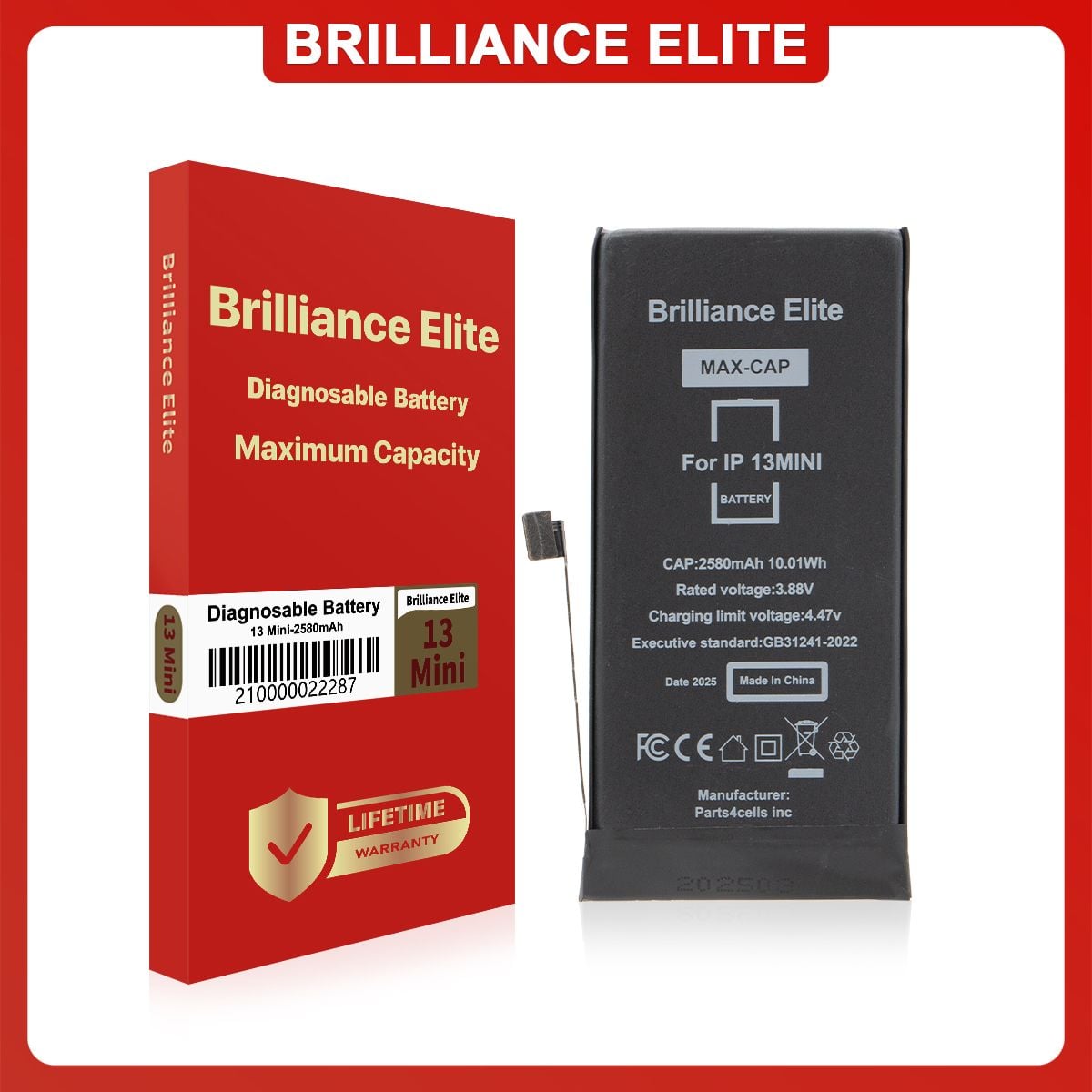 Brilliance Elite iPhone 13 Mini Diagnosable Battery (2500mAh)