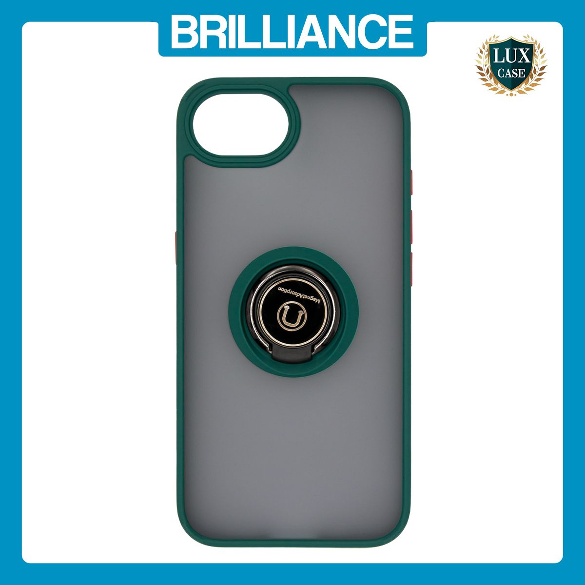 Brilliance LUX iPhone 16E Hybrid Shell Anti-shock Ring Kickstand TPU Matte Case Dark Green