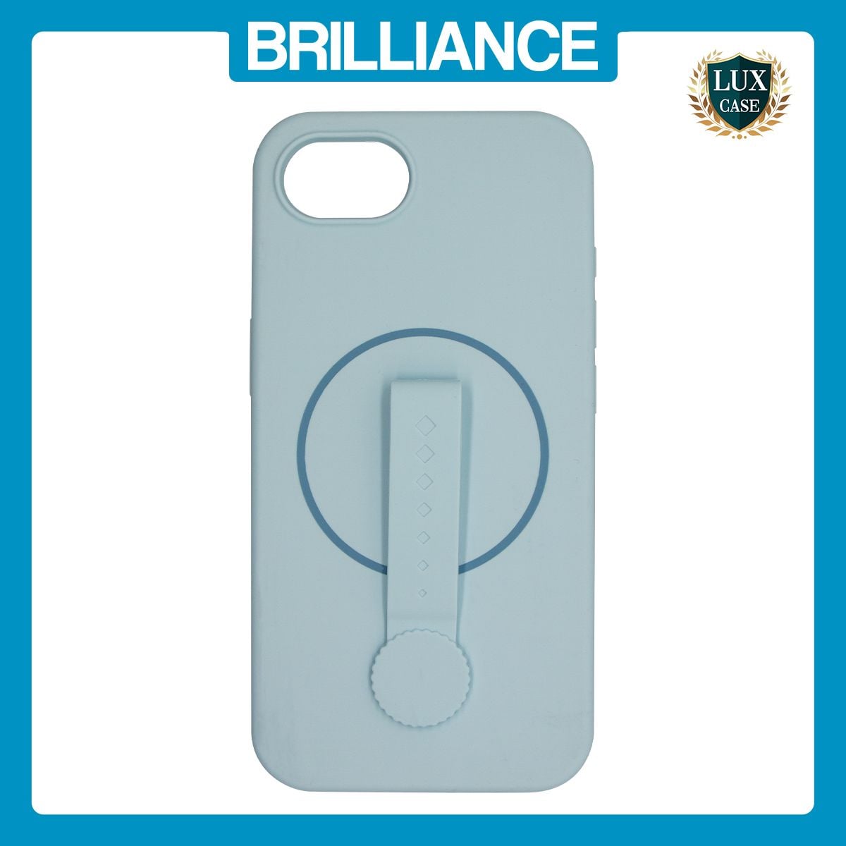 Brilliance LUX iPhone 16E Silicone with BackSide 360° Rotating Wrist Strap Magnetic Phone Case Sky Blue