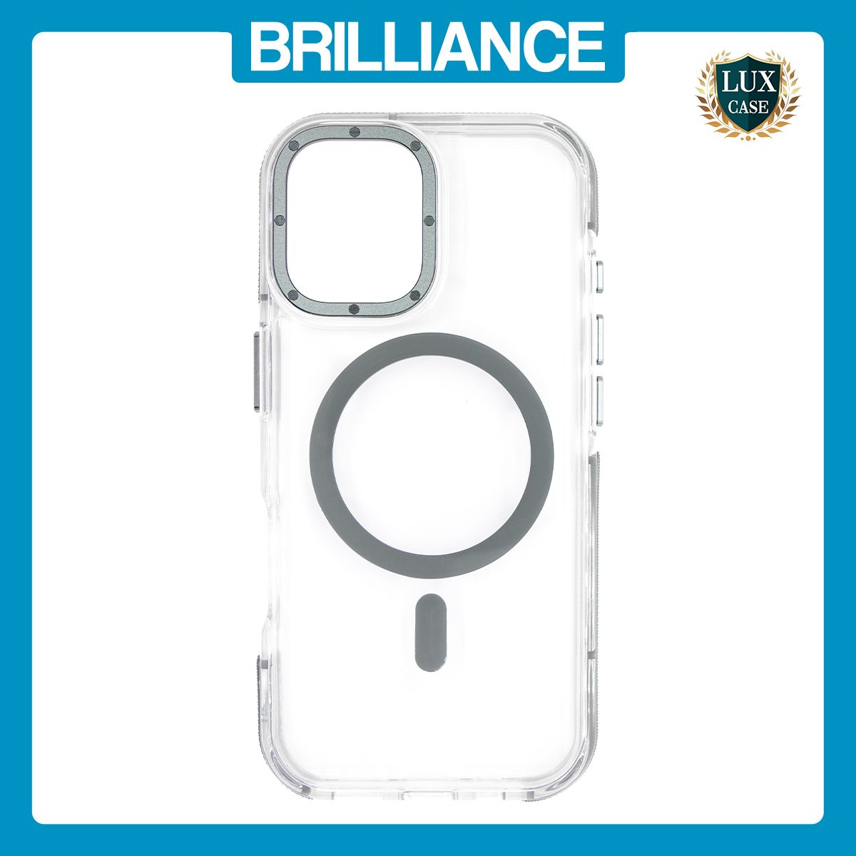 Brilliance LUX iPhone 17 Clear Magnetic Hybrid TPU + Acrylic Phone Case Gray