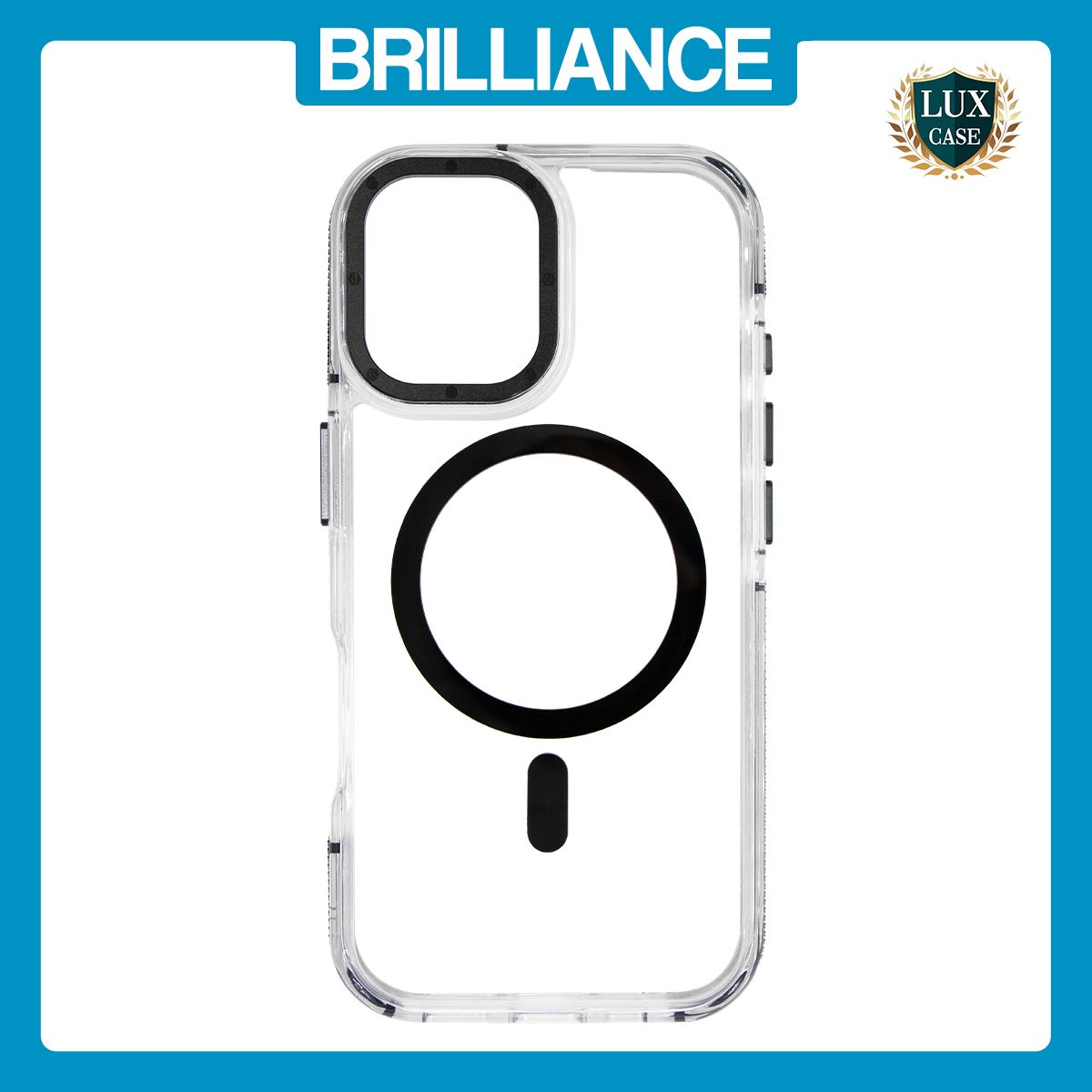 Brilliance LUX iPhone 17 Clear Magnetic Hybrid TPU + Acrylic Phone Case Black
