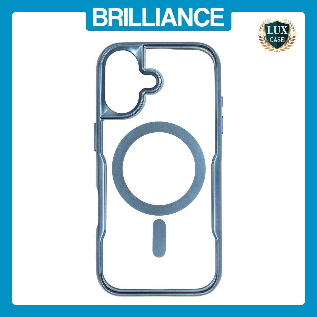 Brilliance LUX iPhone 17 Chrome-Plated Magnetic Clear TPU + Acrylic Phone Case Blue Titanium