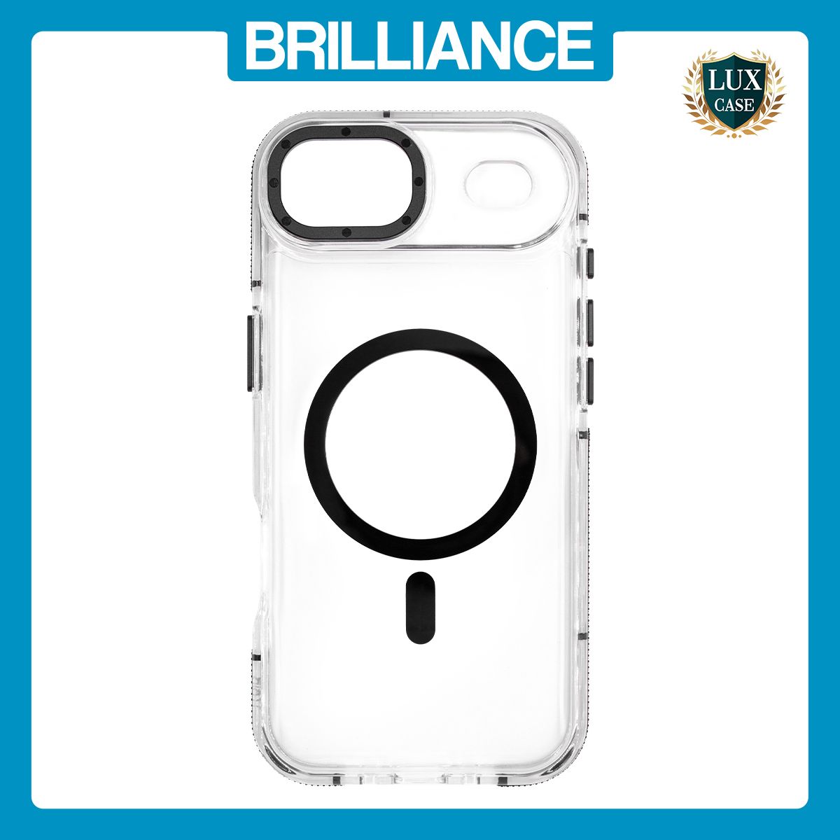 Brilliance LUX iPhone 17 Air Clear Magnetic Hybrid TPU + Acrylic Phone Case Black