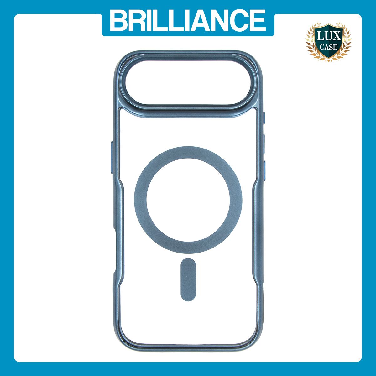 Brilliance LUX iPhone 17 Air Chrome-Plated Magnetic Clear TPU + Acrylic Phone Case Blue Titanium