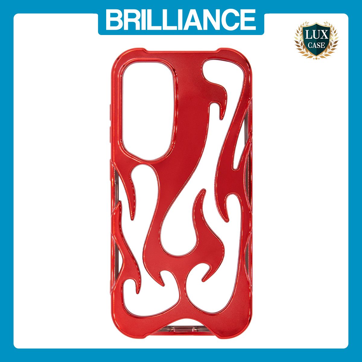 Brilliance LUX iPhone 17 Air Flame Design Soft TPU Chrome-Plated Openwork Phone Case Red
