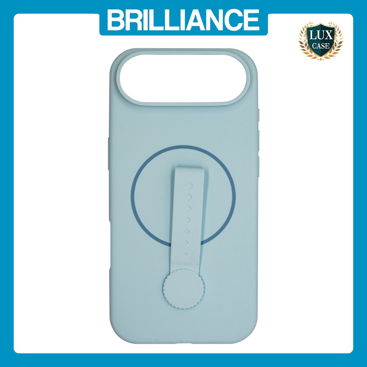 Brilliance LUX iPhone 17 Air Silicone with BackSide 360Â° Rotating Wrist Strap Magnetic Phone Case Sky Blue