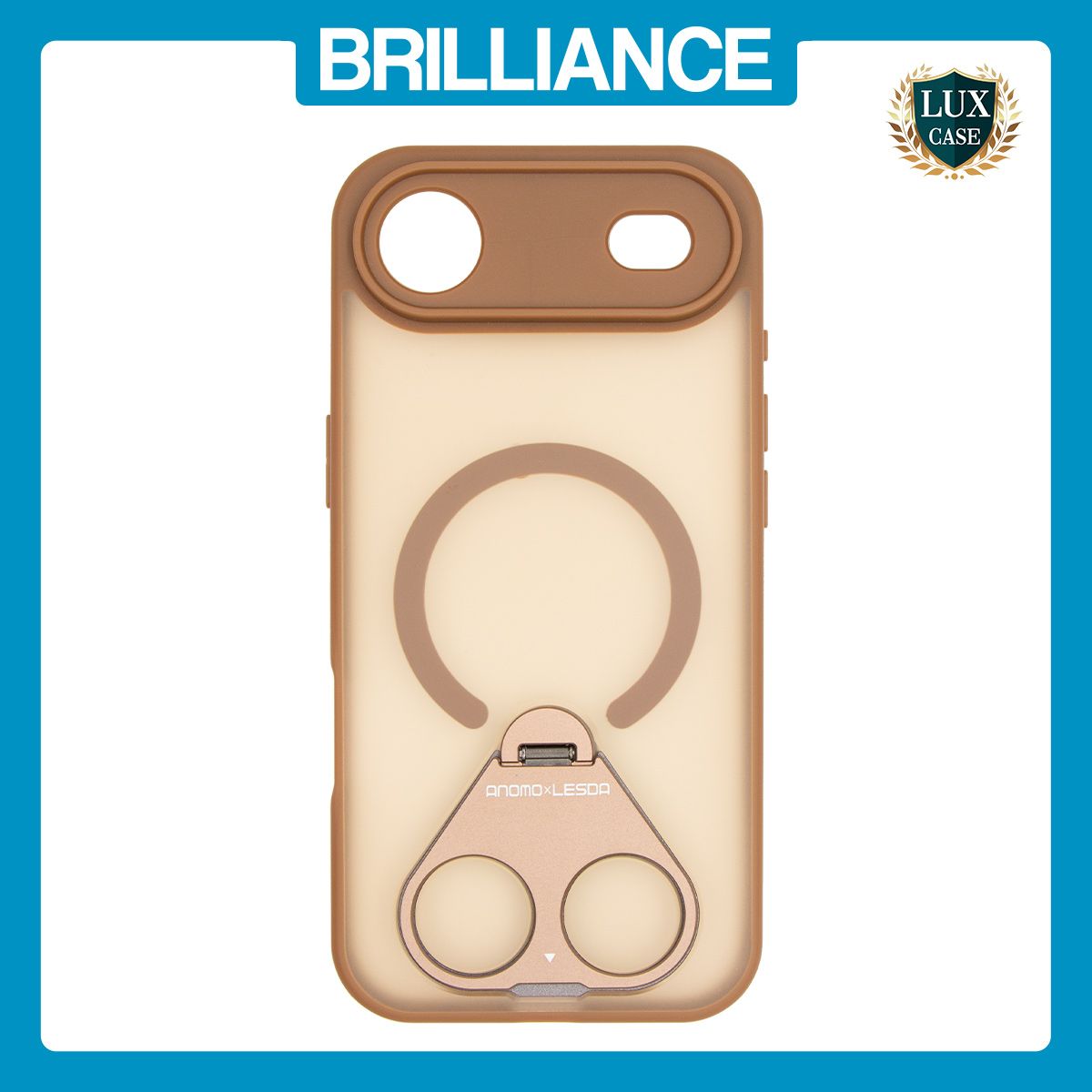 Brilliance LUX iPhone 17 Air Anti-shock Magnetic Matte Clear TPU + Acrylic Kickstand Phone Case Gold