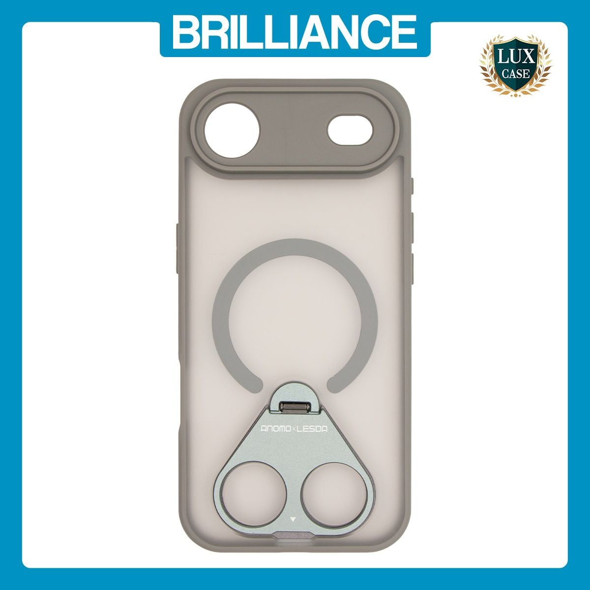 Brilliance LUX iPhone 17 Air Anti-shock Magnetic Matte Clear TPU + Acrylic Kickstand Phone Case Gray