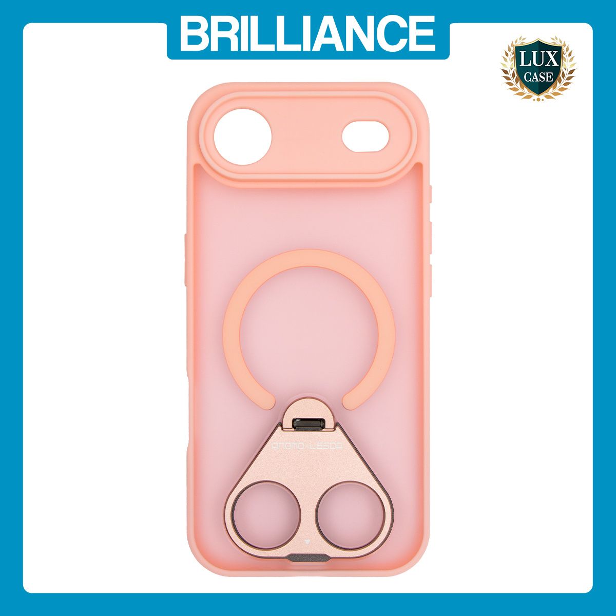 Brilliance LUX iPhone 17 Air Anti-shock Magnetic Matte Clear TPU + Acrylic Kickstand Phone Case Pink