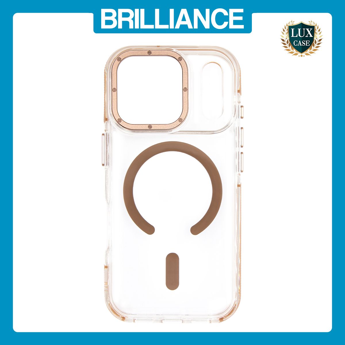Brilliance LUX iPhone 17 Pro Clear Magnetic Hybrid TPU + Acrylic Phone Case Brown