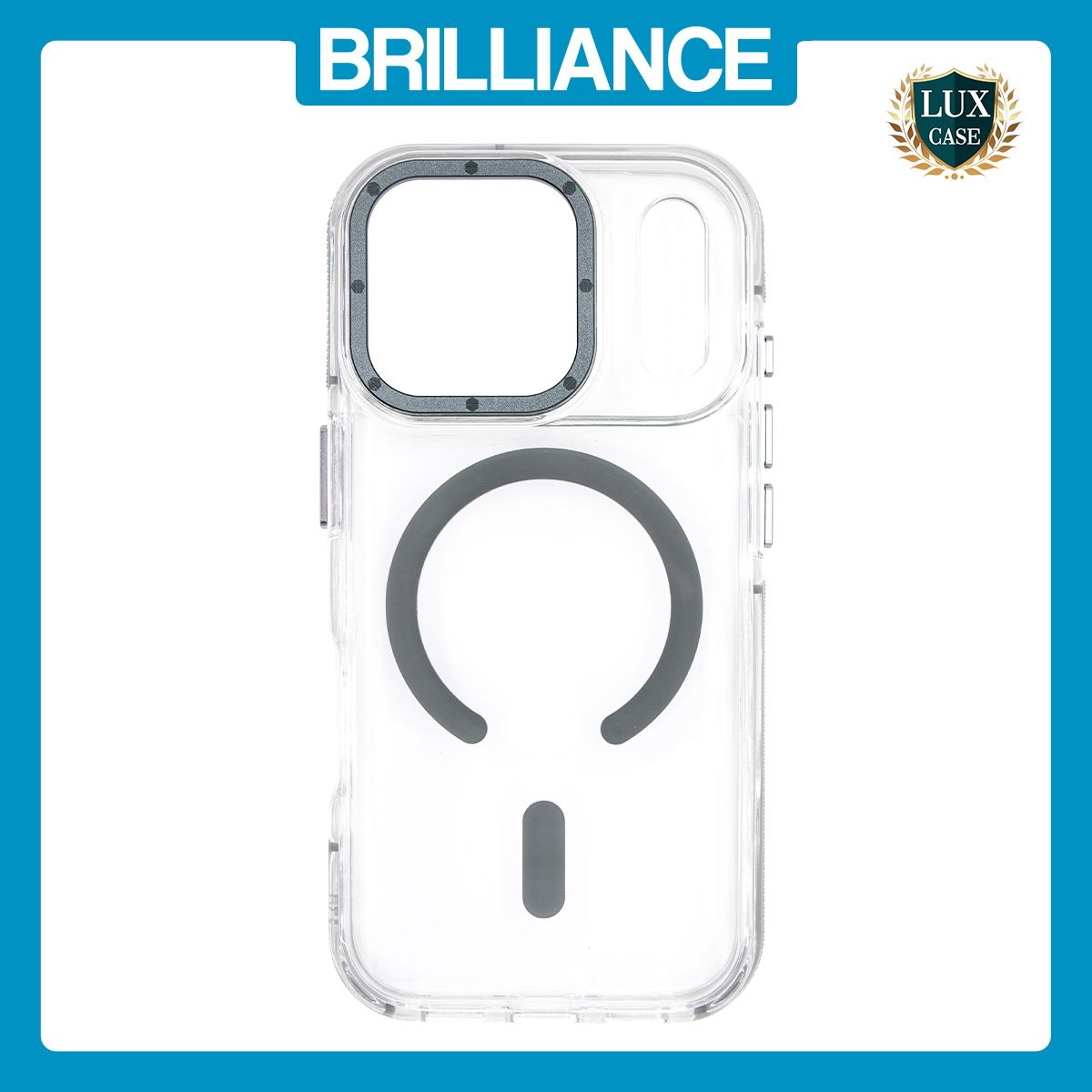 Brilliance LUX iPhone 17 Pro Clear Magnetic Hybrid TPU + Acrylic Phone Case Gray