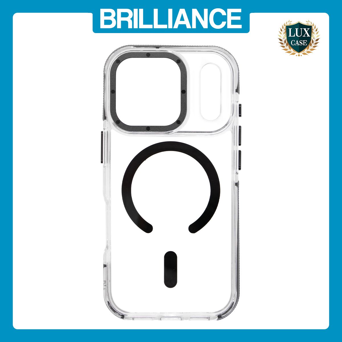 Brilliance LUX iPhone 17 Pro Clear Magnetic Hybrid TPU + Acrylic Phone Case Black