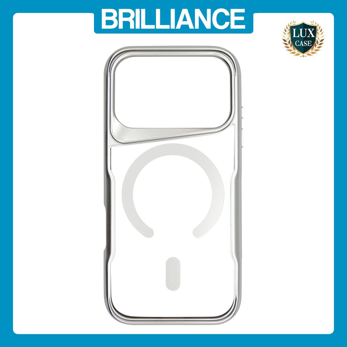 Brilliance LUX iPhone 17 Pro Chrome-Plated Magnetic Clear TPU + Acrylic Phone Case Silver Titanium