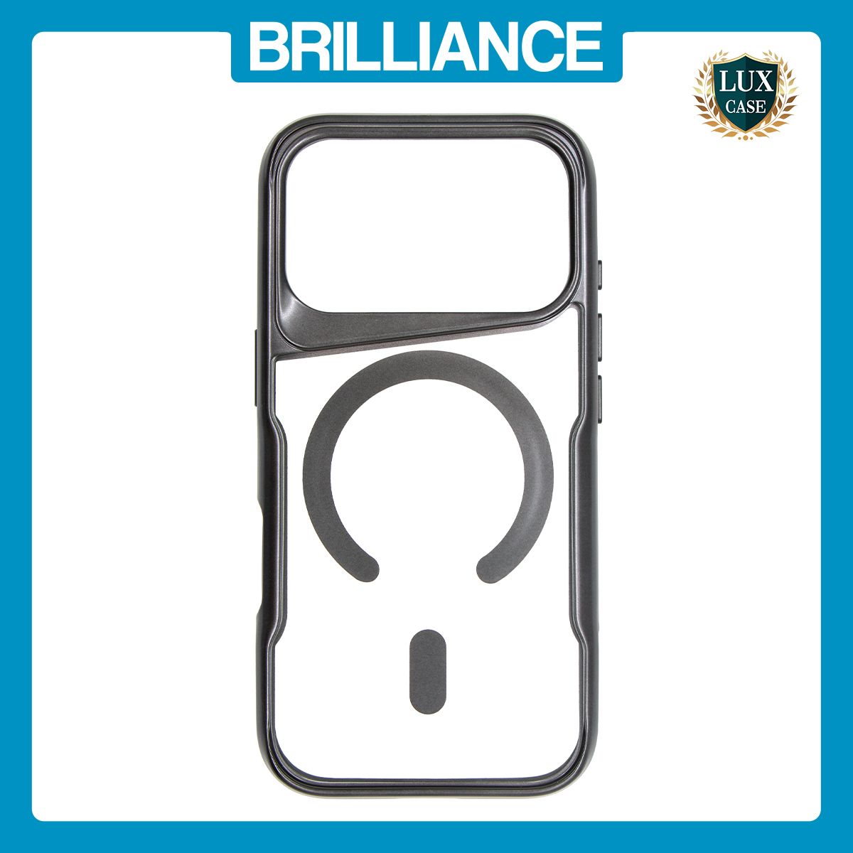 Brilliance LUX iPhone 17 Pro Chrome-Plated Magnetic Clear TPU + Acrylic Phone Case Black Titanium