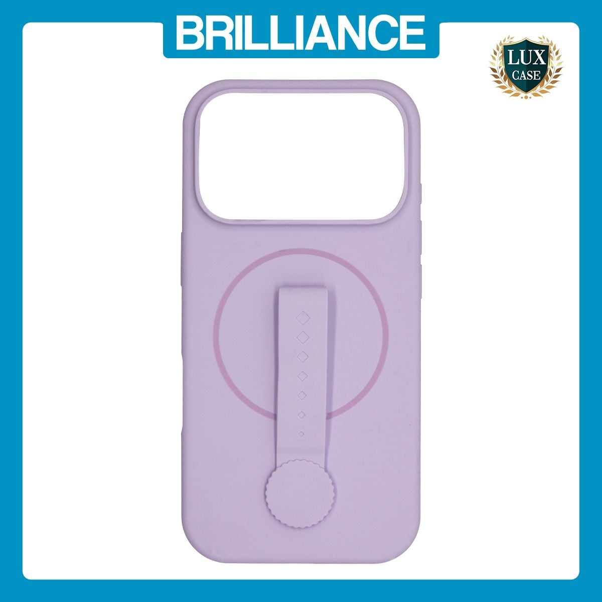 Brilliance LUX iPhone 17 Pro Silicone with BackSide 360° Rotating Wrist Strap Magnetic Phone Case Purple