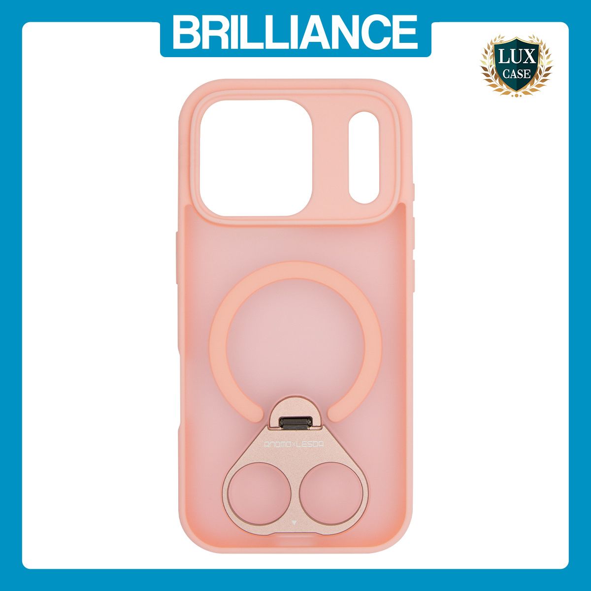 Brilliance LUX iPhone 17 Pro Anti-shock Magnetic Matte Clear TPU + Acrylic Kickstand Phone Case Pink