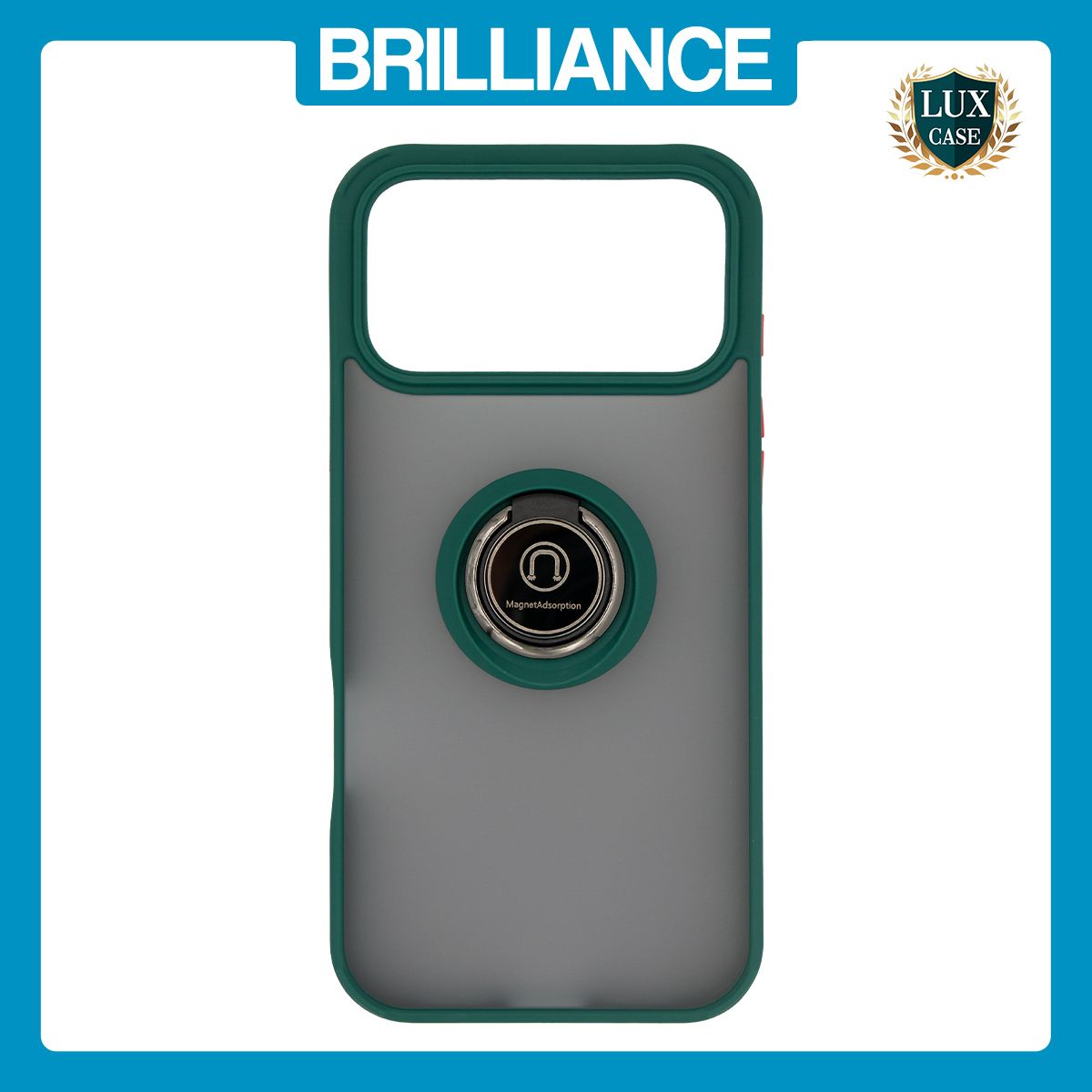 Brilliance LUX iPhone 17 Pro Max Hybrid Shell Anti-shock Ring Kickstand TPU Matte Case Dark Green