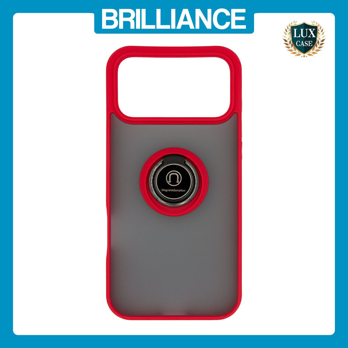 Brilliance LUX iPhone 17 Pro Max Hybrid Shell Anti-shock Ring Kickstand TPU Matte Case Red