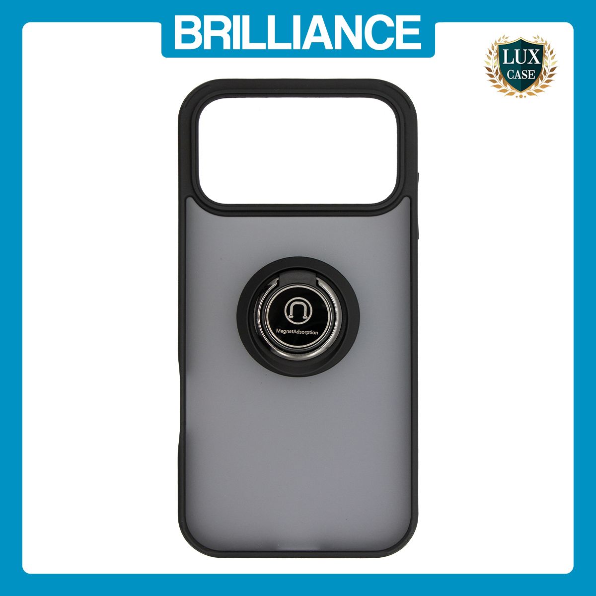 Brilliance LUX iPhone 17 Pro Max Hybrid Shell Anti-shock Ring Kickstand TPU Matte Case Black