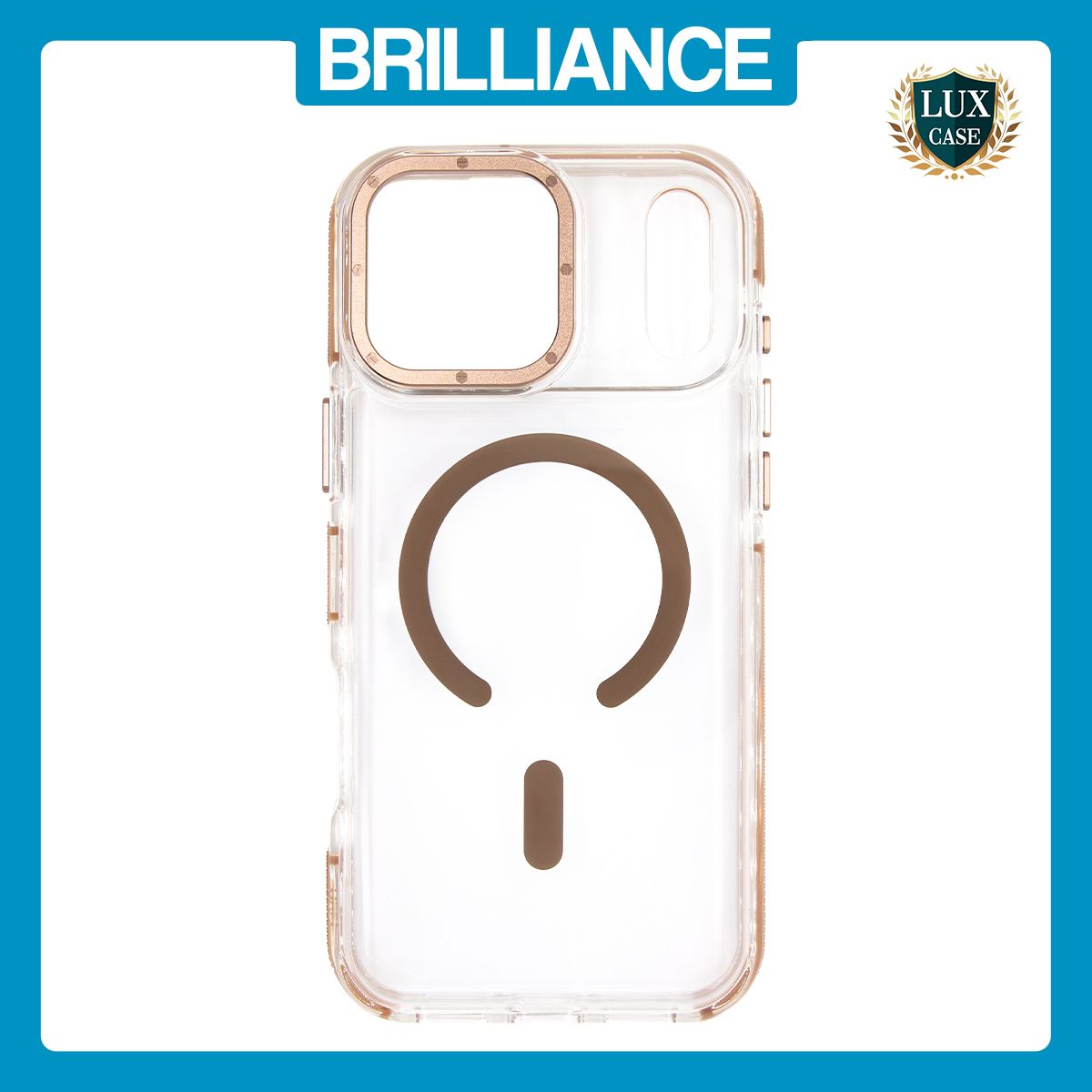 Brilliance LUX iPhone 17 Pro Max Clear Magnetic Hybrid TPU + Acrylic Phone Case Brown
