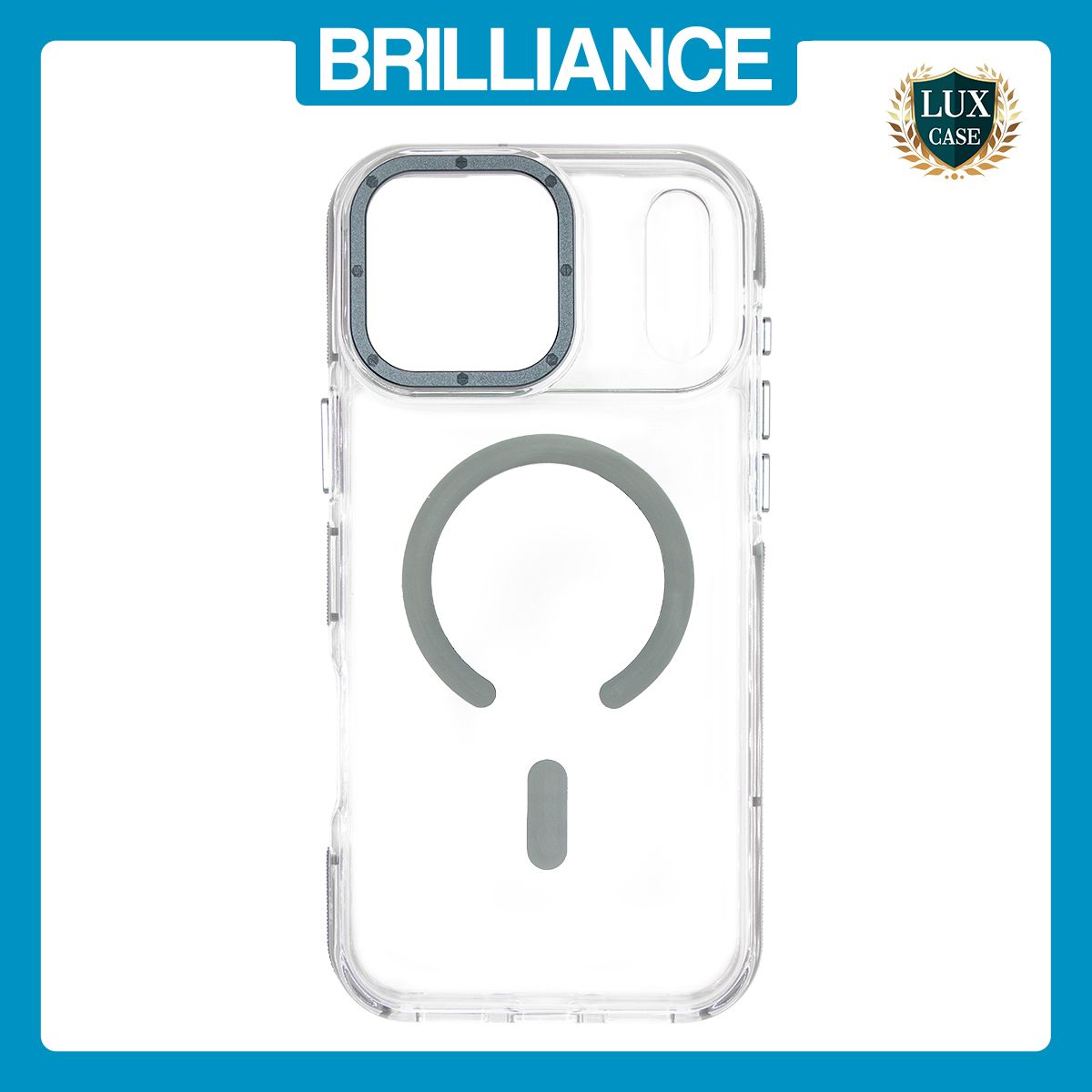 Brilliance LUX iPhone 17 Pro Max Clear Magnetic Hybrid TPU + Acrylic Phone Case Gray