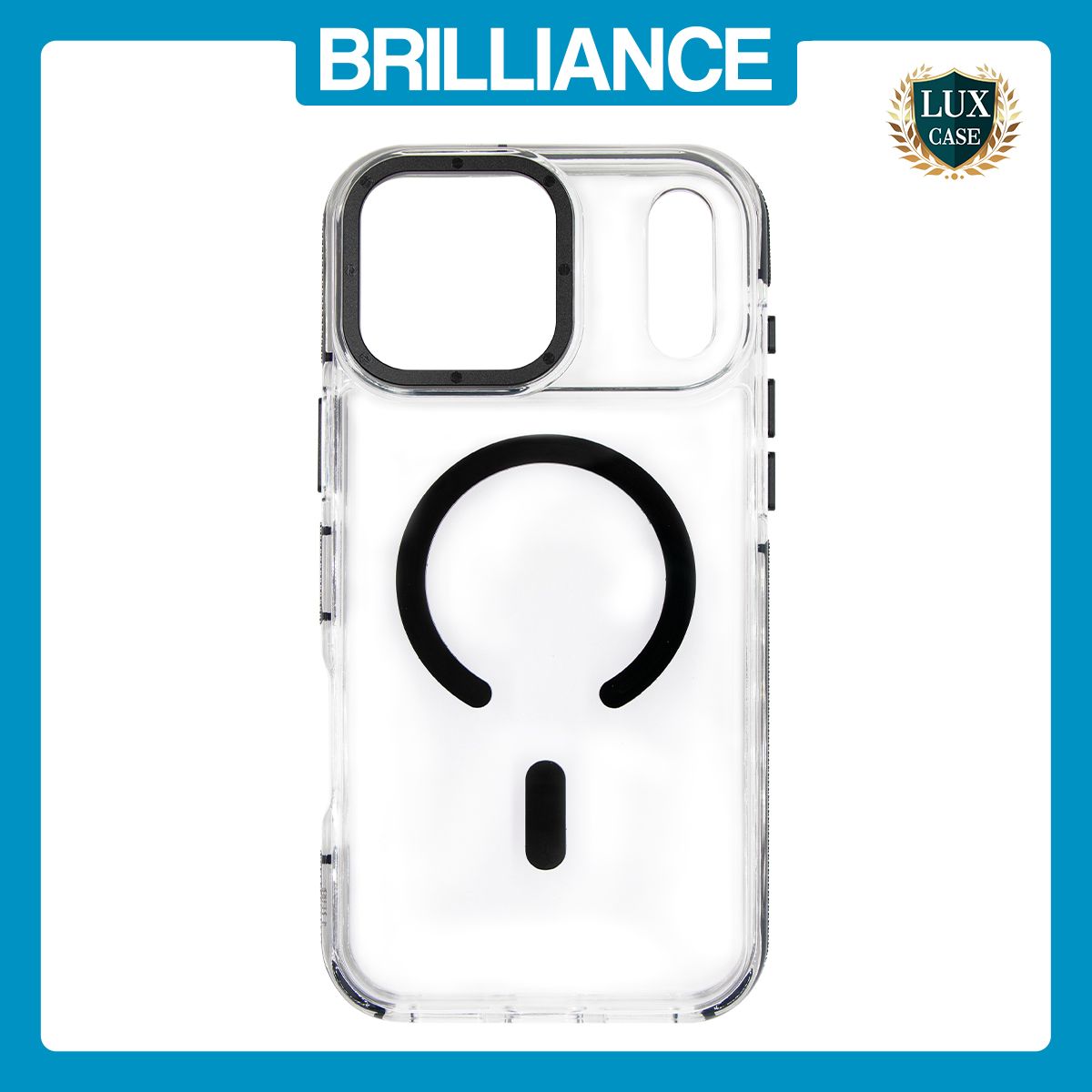 Brilliance LUX iPhone 17 Pro Max Clear Magnetic Hybrid TPU + Acrylic Phone Case Black