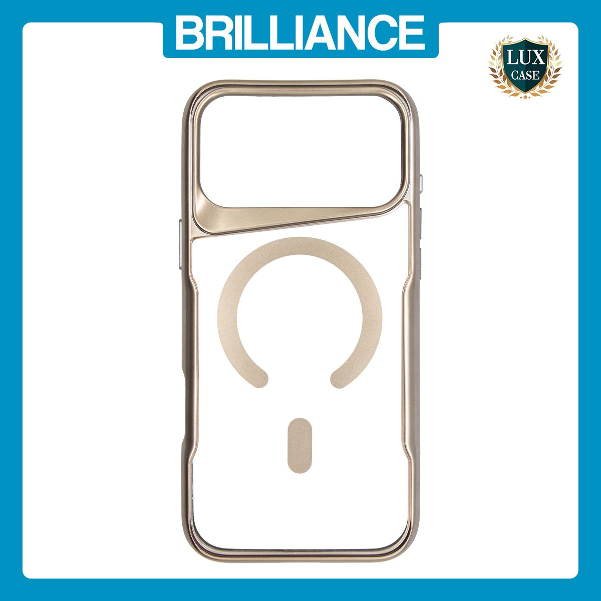 Brilliance LUX iPhone 17 Pro Max Chrome-Plated Magnetic Clear TPU + Acrylic Phone Case Gray Titanium